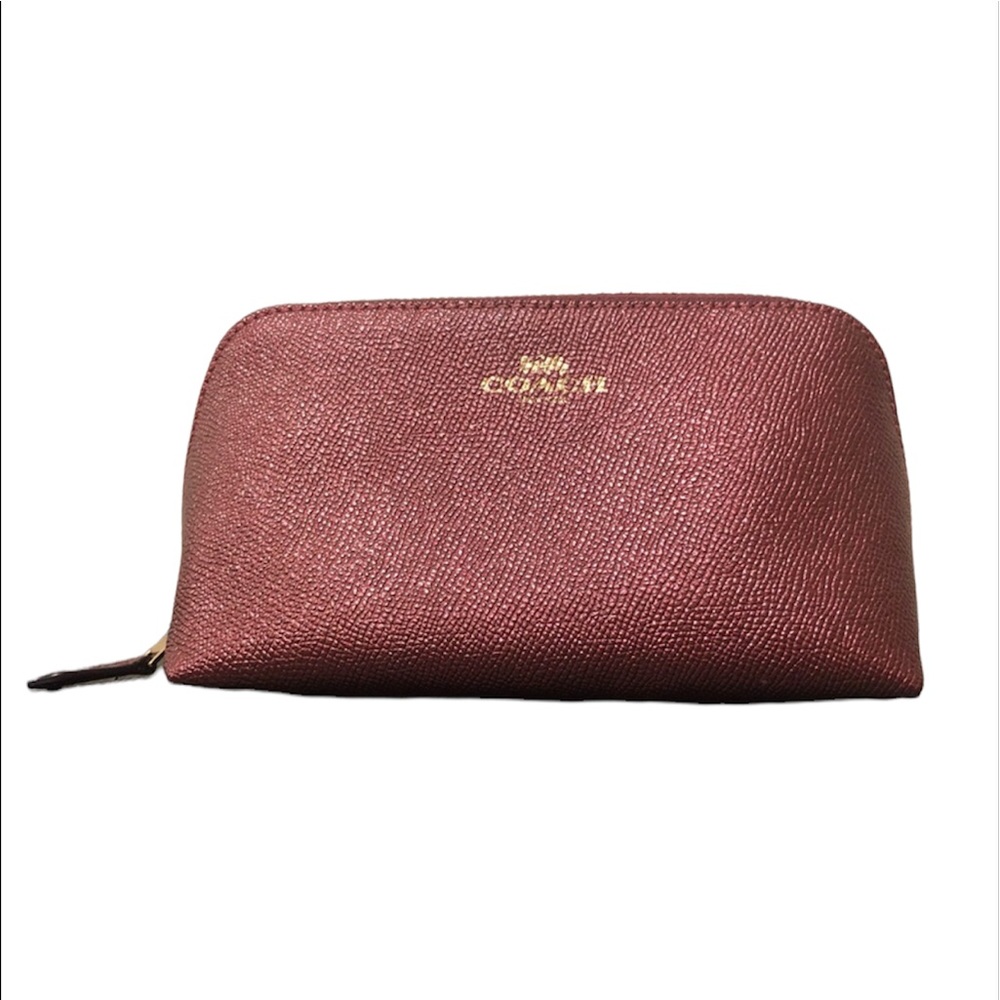 🌟COACH🌟 Leather Cosmetic Bag - Metallic Red